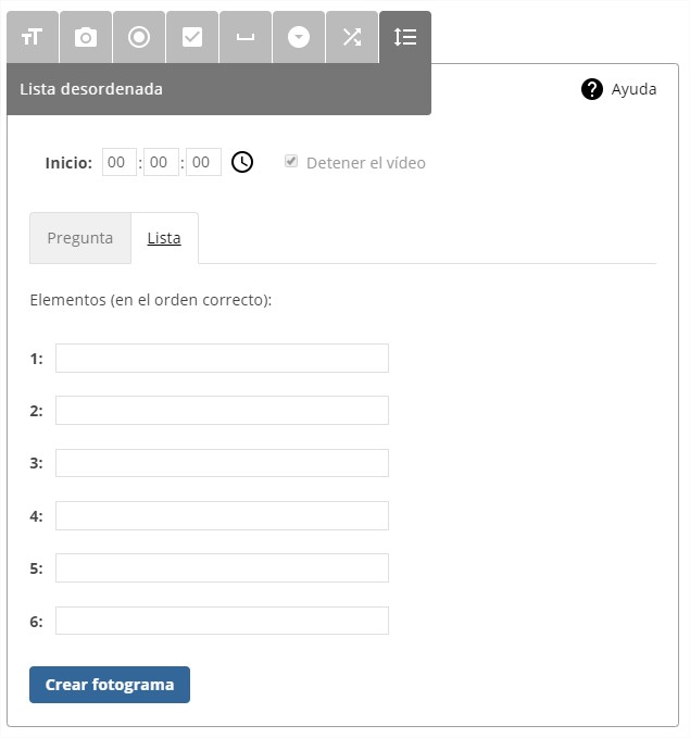 Fotograma de Lista Desordenada