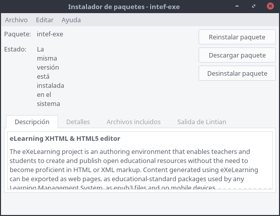 Instalador de paquetes Gdebi Reinstalar. Licencia CC(BY-NC-SC)