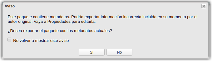 Aviso de revisión de Metadatos